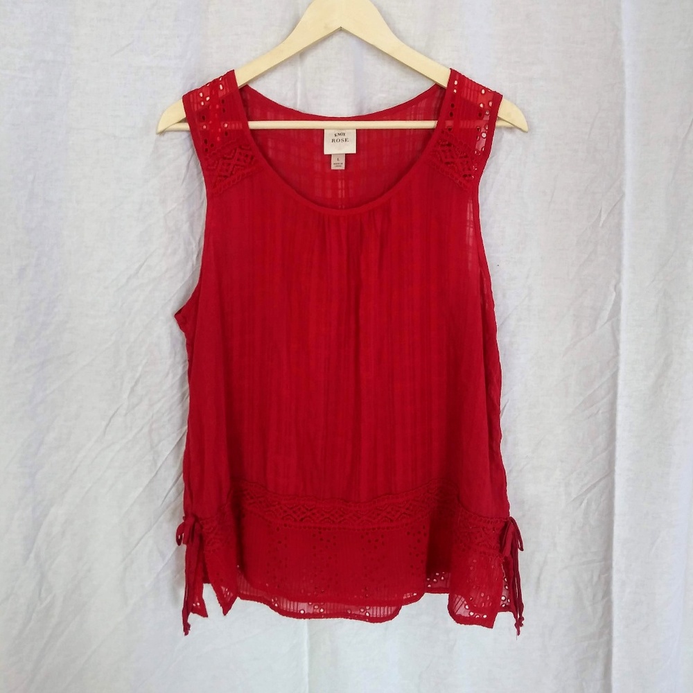 Knox Rose Red Embroidered Tank size L